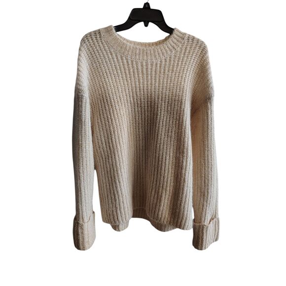 H&M Cream Ribbed Knit with Sparkle Crew Neck Sweater - Picture 1 of 7